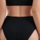 Seamless knitted thin band comfortable hip-hugging elastic ribbed mid-waist briefs for women