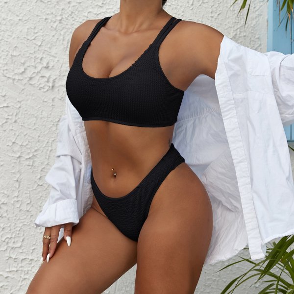 New swimsuit sexy and fashionable solid color women's bikini set