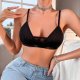 Sleek Ribbed Black Bralette with Sheer Accent