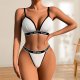 White & Black 'Sweet' Bralette & Thong Set: Low-Back Push-Up Lingerie