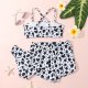 New children's swimsuit split print floral three piece shorts bikini