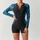 New women's one-piece long sleeved surfing suit with flat angle swimsuit