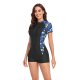 New one-piece fashionable printed zipper short sleeved women's surfing suit