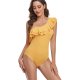 New one-piece swimsuit solid color hot stamping tight fitting swimsuit for women