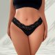 Black Lace Plus-Size Thong: Breathable Teen Underwear (1XL-4XL)