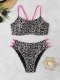 2026 new split swimsuit leopard print minimalist bikini with chest cushion women's sexy beach swimsuit women