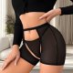 Black Sheer Cutout Boyshort: Breathable Teen Underwear (S-XL)