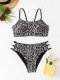 2026 new split swimsuit leopard print minimalist bikini with chest cushion women's sexy beach swimsuit women