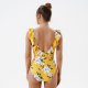 New shallow V-backless women's swimsuit with printed one-piece ruffle edge swimsuit for women