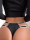 Black Ribbed Thong with 'SPORT' Print Straps: Quick-Dry Breathable Teen Underwear