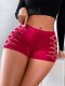 High-Waisted Red Cutout Boyshort: Seamless Lifting Women’s Underwear