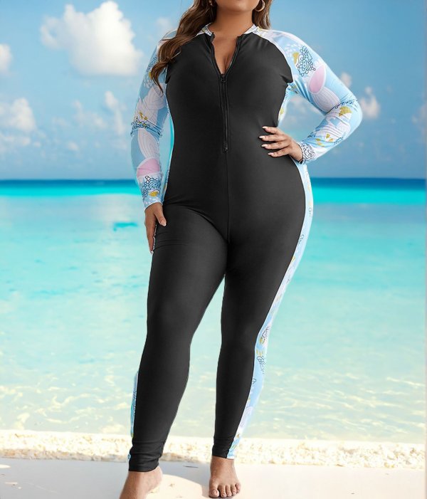 Women's one-piece swimsuit for concealing flesh and slimming, sunscreen jellyfish suit, plus size swimsuit