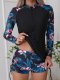 New swimsuit women's long sleeved split sports print swimsuit surfing suit set