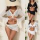 2026 hot bikini cover up bikini four piece set ruffled swimsuit women's split sexy swimsuit