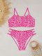 2026 new split swimsuit leopard print minimalist bikini with chest cushion women's sexy beach swimsuit women
