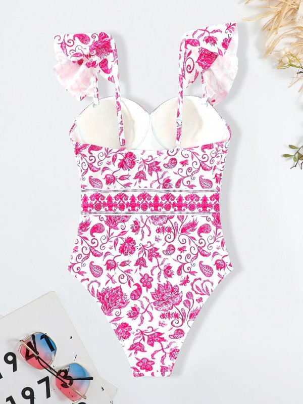 2025 swimsuit new bikini one-piece conservative women's swimsuit printed swimsuit