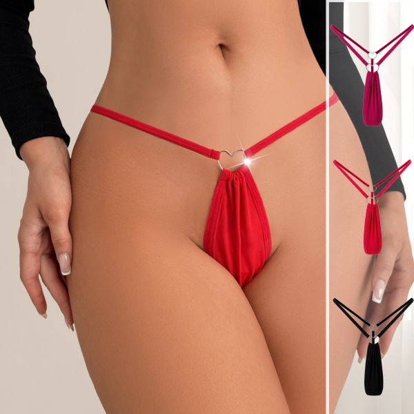 Solid color versatile T-shirt with a rope, low waist, sexy women\'s thong