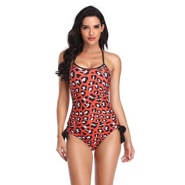 New women's one-piece swimsuit sexy strap tight strap leopard print swimsuit