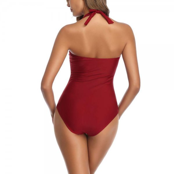 New one-piece swimsuit solid color conservative belly cover set swimsuit for women