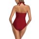 New one-piece swimsuit solid color conservative belly cover set swimsuit for women