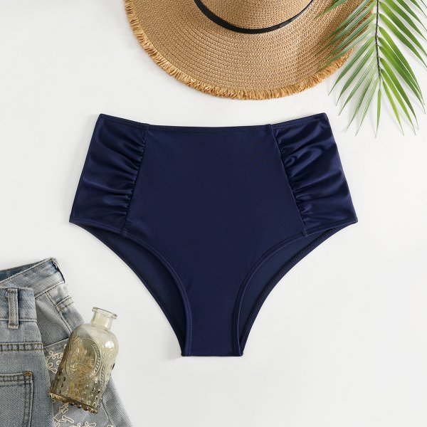 New women\'s triangle swimsuit with pleated solid color and high elasticity bikini swimsuit Pants