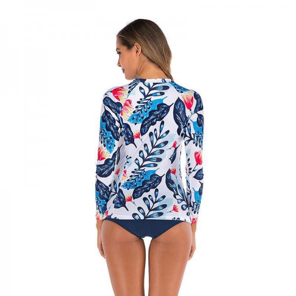 New long sleeved slim fit bikini printed sun protection suit for women's swimsuit