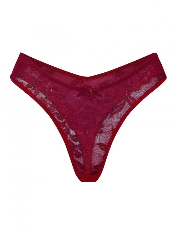 Sexy lace seducing low waisted bow tie t-shirt thong panties for women