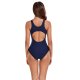 New one-piece swimsuit solid color sports conservative splicing competitive swimsuit for women