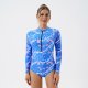 New long sleeved sun protection one-piece printed tight sports surfing suit swimsuit for women
