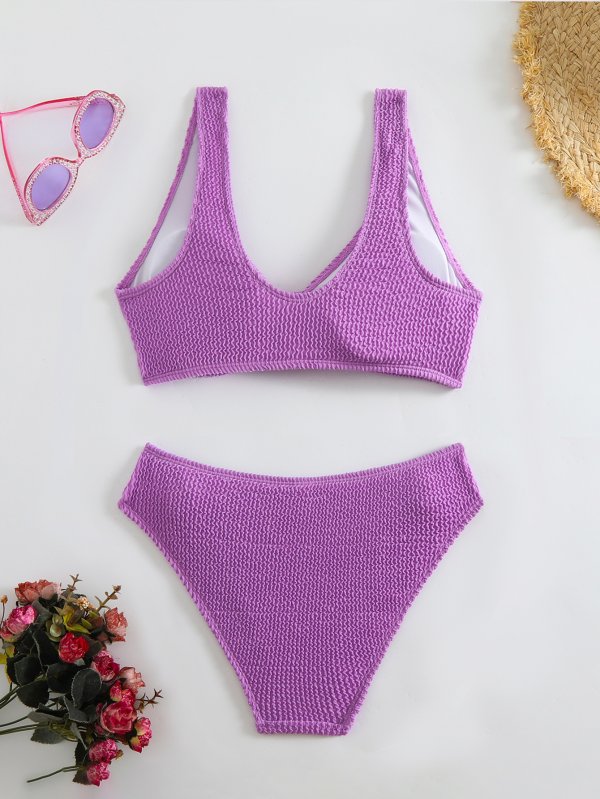 New Split Swimsuit Women's Solid Color Sexy Bikini Set