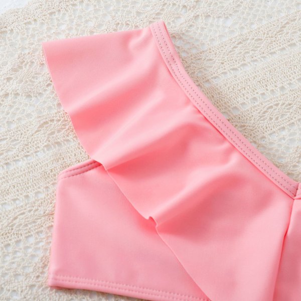 Children's swimsuit cute solid color printed bikini swimsuit