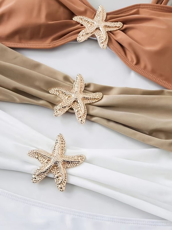 2026 popular starfish contrasting splicing one-piece swimsuit with backless hollow out women's swimsuit