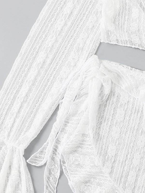 2026 hot bikini cover up bikini four piece set ruffled swimsuit women's split sexy swimsuit