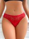 Red Floral Lace Low-Rise Thong (Juniors' Style)