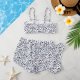 New children's swimsuit split print floral three piece shorts bikini