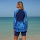 New Long Sleeve Sunscreen Split Large Size Conservative Skirt Style Skin Covering and Slimming Sports Women's Swimsuit