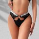 Black Lace Thong with Glitter Waistband & Heart Hardware: Breathable Teen Underwear (XS-L)