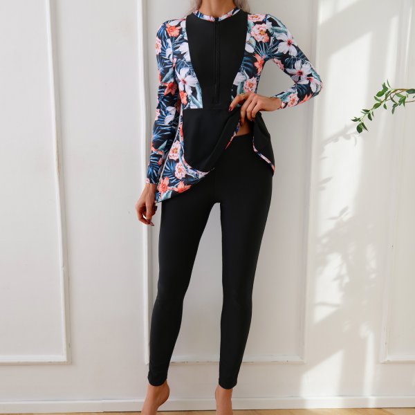 New Muslim swimsuit for women, conservative swimsuit, printed beach swimsuit, Burkini surfing suit