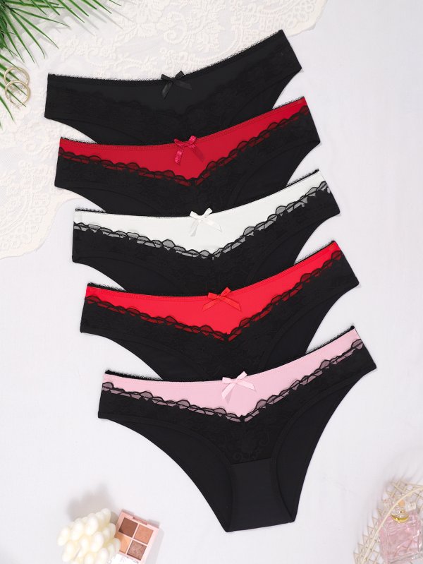 New style spliced lace women's underwear, soft and breathable, sexy cotton crotch, low-waisted briefs, panties