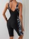 New one-piece swimsuit print splicing conservative sports tight fitting competitive swimsuit for women