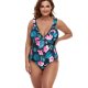 New women's one-piece swimsuit with fat printed ruffle edges, conservative plus size swimsuit