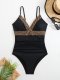 2026 Fashion plus size women's slim fit one-piece swimsuit gold strap bikini swimsuit