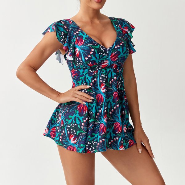 2025 New Tankini Conservative Split Skirt Swimsuit Bikini