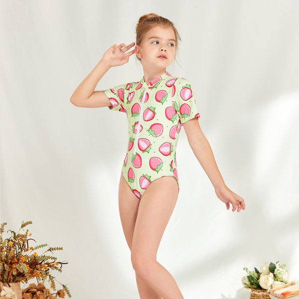Children's swimsuit, women's printed cute one-piece sunscreen surfing suit 130-160
