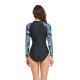 New one-piece swimsuit printed long sleeved zipper tight fitting swimsuit for women