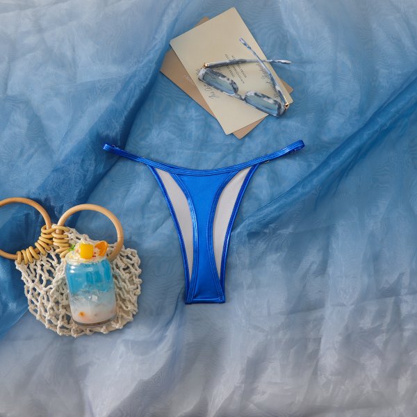 Women's Sexy Solid-Color Gold-Embossed Thong Bikini Bottoms