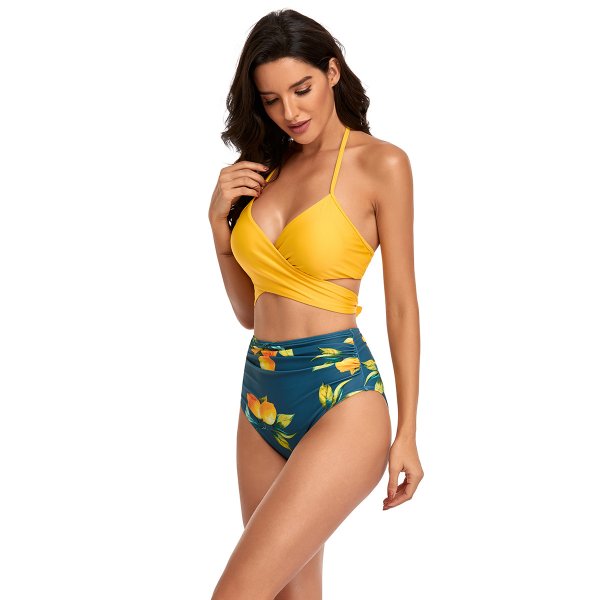 New sexy bikini set with bandage and split high waist swimsuit