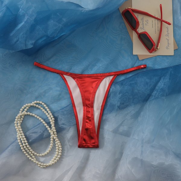 Women's Sexy Solid-Color Gold-Embossed Thong Bikini Bottoms