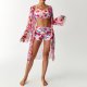 Swimsuit Long Sleeve Hoodie Split Three Piece Printed Sexy Swimsuit Women's Bikini
