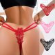 Ladies' Red Flower Lace Hollow Strip Low Waist Underwear